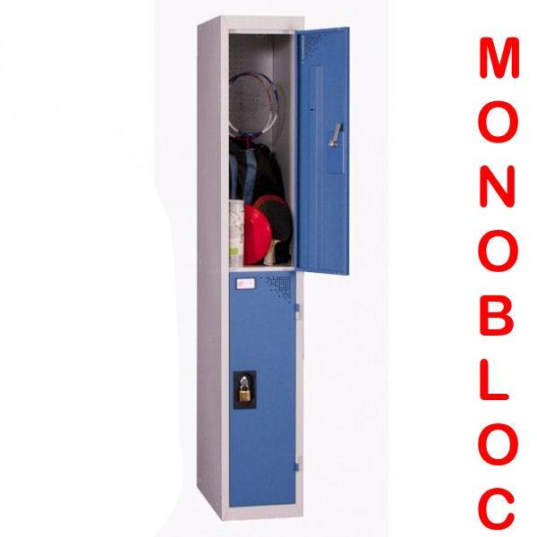Vestiaire monobloc 1 colonne - 2 cases - Largeur de case 400 mm - Double aération - Rolléco_0