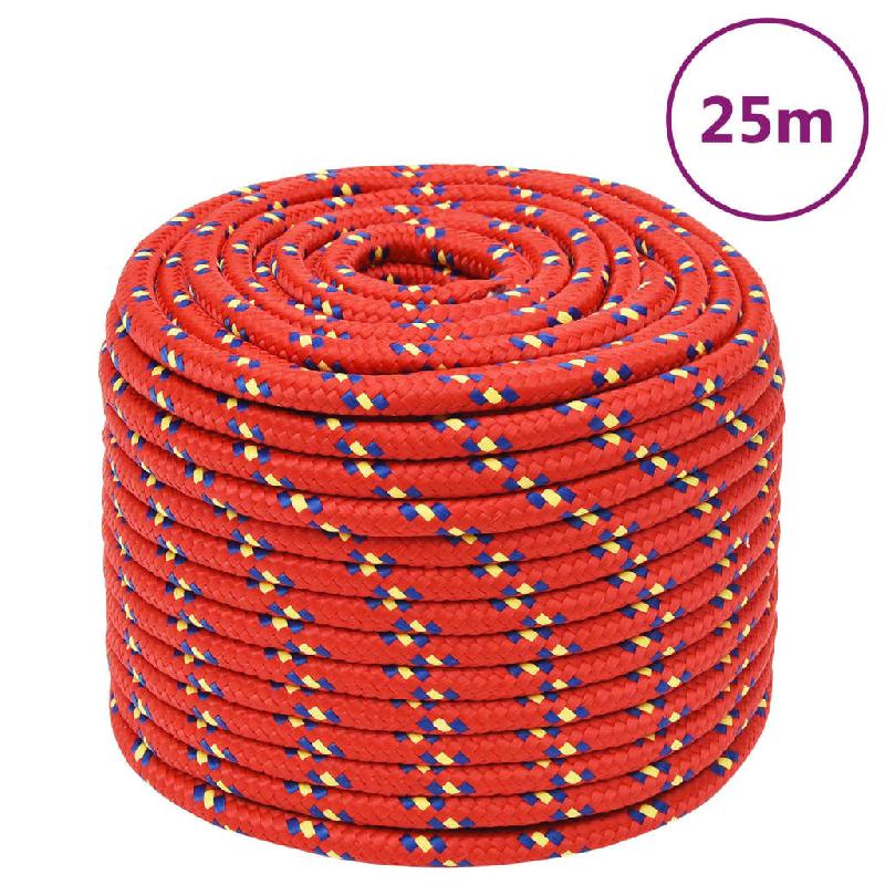 Vidaxl corde de bateau rouge 12 mm 25 m polypropylène 152405_0