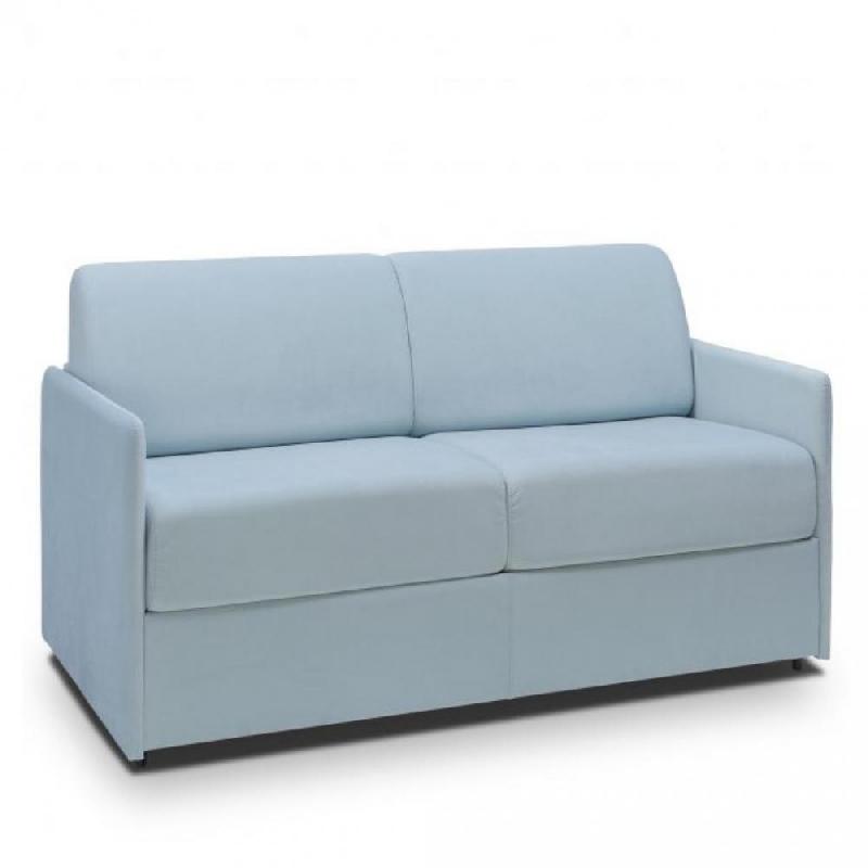 CANAPÉ LIT EXPRESS COLOSSE COUCHAGE 140 CM MATELAS ÉPAISSEUR 22 CM À MÉMOIRE DE FORME VELOURS BLEU PASTEL_0