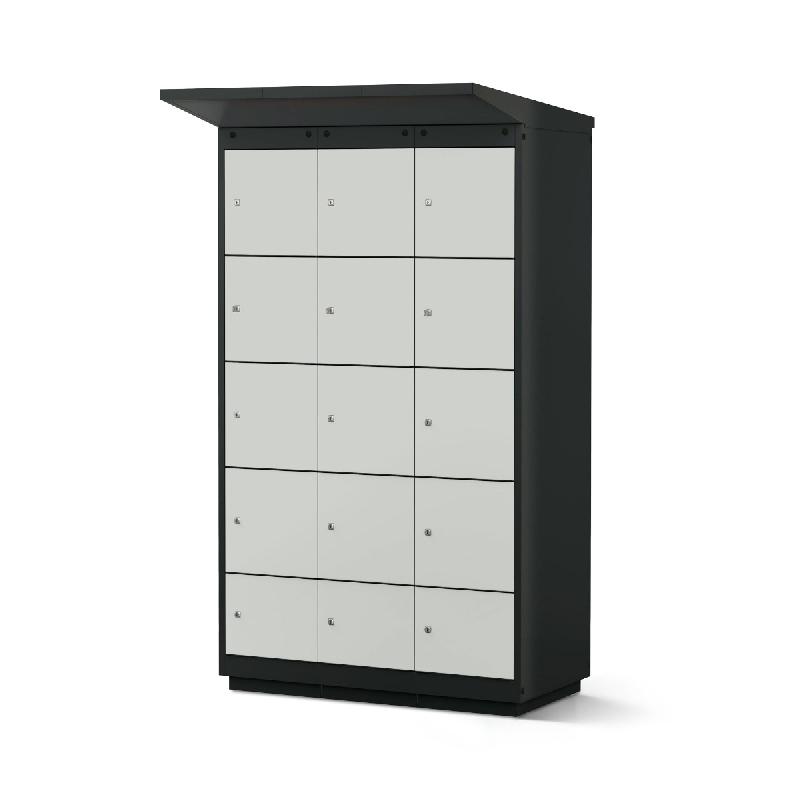 Casier de chargement extérieur pour batteries de vélo Bravour® - 12 compartiments - serrure à clé - acier galvanisé résistant aux intempéries_0