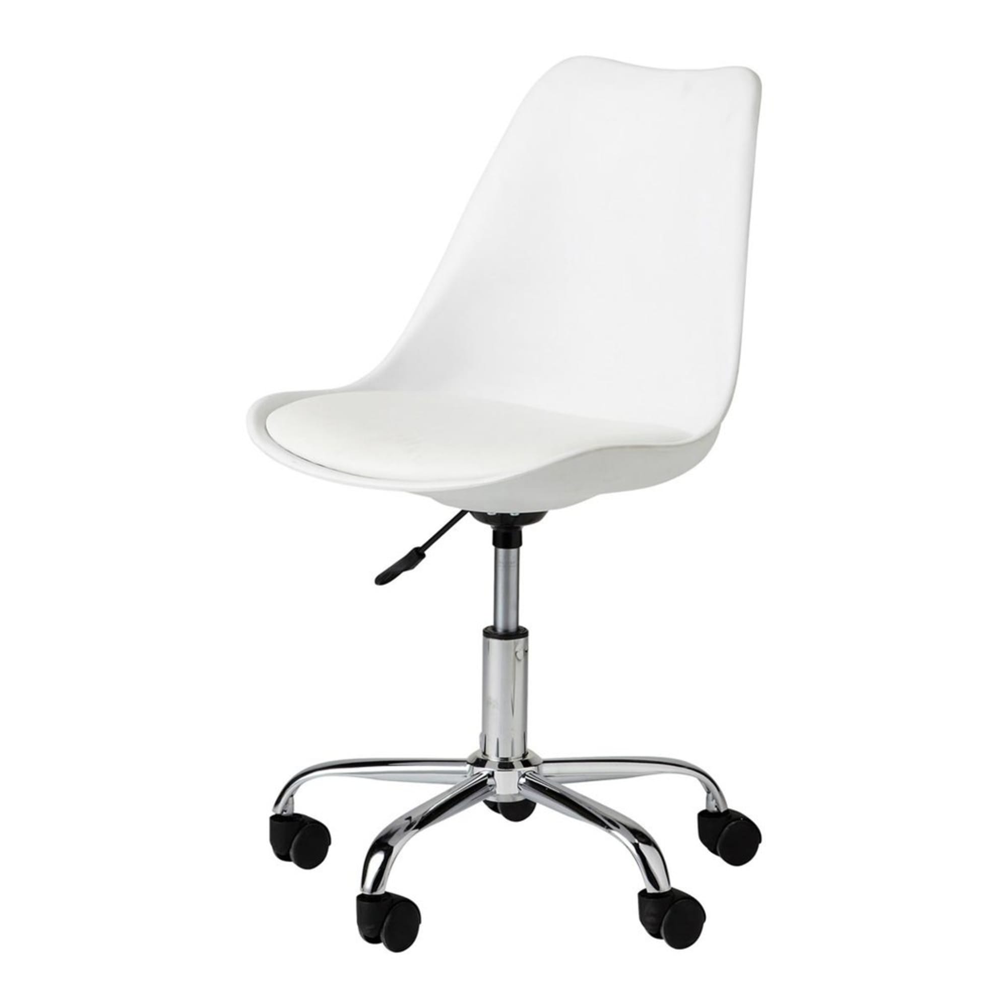 Chaise de bureau à roulettes blanche - bristol - h79 x l57 x pr57 cm_0