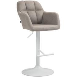 CLP Tabouret de bar Natoma Tissu Taupe/Métal blanc mat - gris textile 322950_0