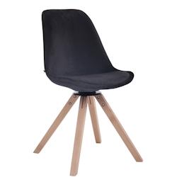 Décoshop26 - Chaise de salle à manger x1 chaise visiteur assise pivotant à 360° en velours noir piètement en bois carré clair 10_0002146 - noir_0