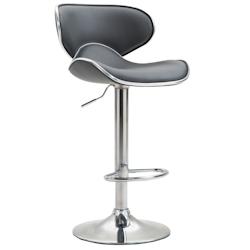 Décoshop26 - Tabouret de bar chaise de bar hauteur réglable avec repose pieds en synthétique gris et métal 10_0000114 - gris 3000878369602_0