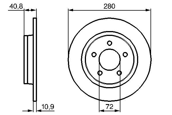 Disque de frein Bosch 0986479181 - boîte de 2 disques - arrière - plein - 5 trous - épaisseur 10,9 mm_0