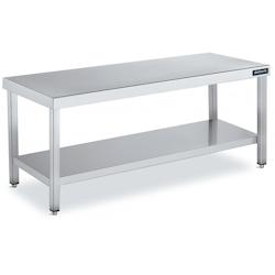 Distform Table de Travail Centrale Inox avec 1 Étagère Gamme 600 Hauteur 600 Acier inoxydable700x600 600x600x600mm - 641094353407_0