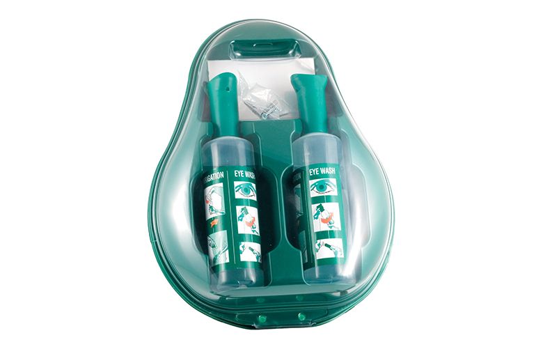 Duo 7502 OC - Matériel de secourisme Farmor - Coffret oculaire avec 2 flacons de sérum physiologique pour projections solides_0