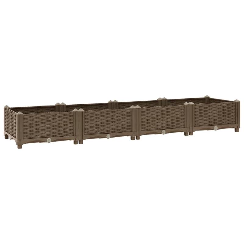 Jardinière lit surélevé 160 x 40 x 23 cm - Polypropylène marron - Pour plantes, fleurs et jardin - Réf. 02_0000916_0