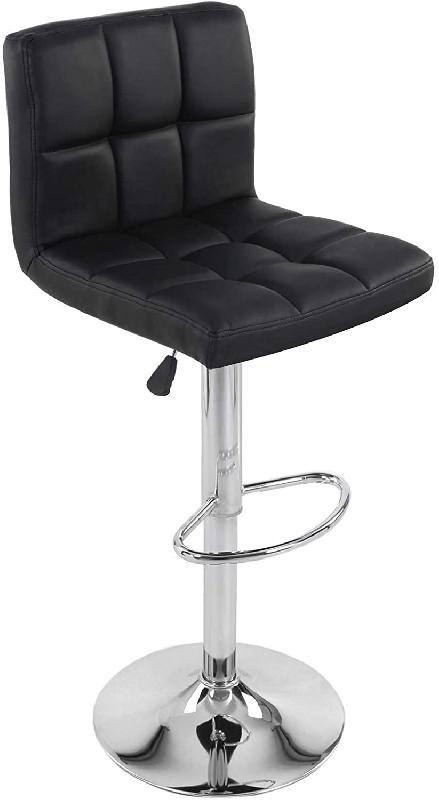 Lot de 2 tabourets de bar rotatif noir - Hauteur réglable 95-115 cm - Siège en synthétique PU et métal chromé_0