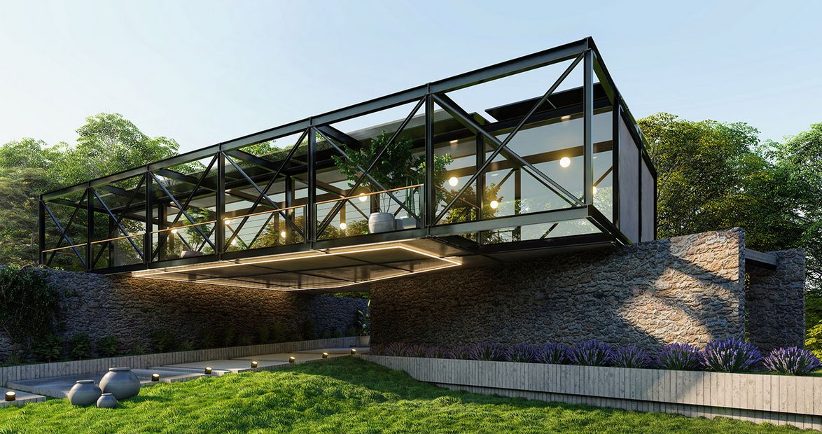 Maison paramétrique flottante ISK110 - préfabriquée en acier, containers maritimes et béton - 100m², 5 chambres, 2 salles de bains_0