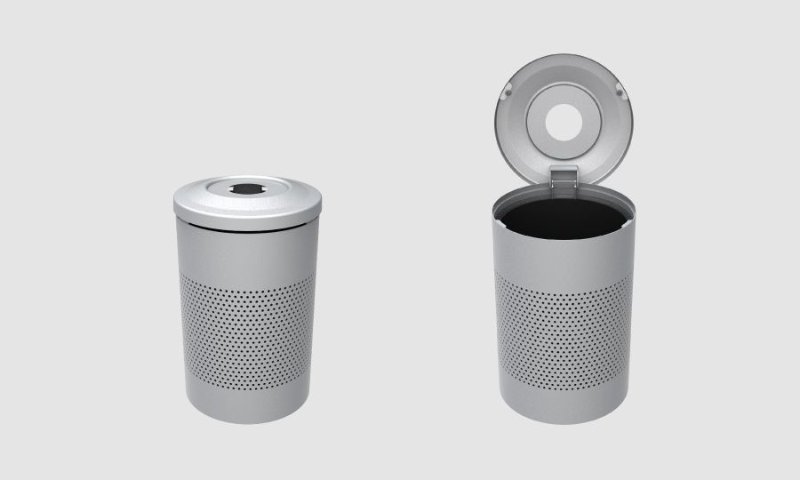 MTR-0600-00003 - Poubelle publique Maglin - Couvercle avec ouverture pour bouteilles et canettes - Structure en acier et doublure 32 gallons_0