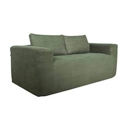 Oviala Business Oviala Canapé 2 places en tissu côtelé avec coussins vert - vert textile 114170_0