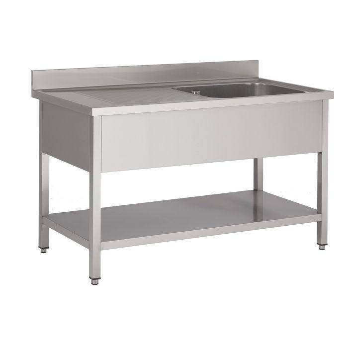 Plonge inox - profondeur 600 mm - étagère 1 à droite - 1200 mm - 7333.0805_0