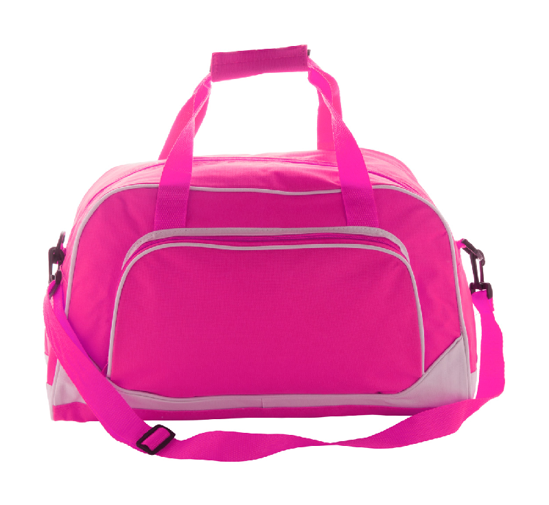 Sac de sport en polyester 600D - avec pochette avant zippée et bandoulière ajustable - couleur fuchsia_0