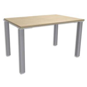 Simmob bureau droit 4 pieds Exprim - L120 x H72,5 x P80 cm - Chêne clair et aluminium_0