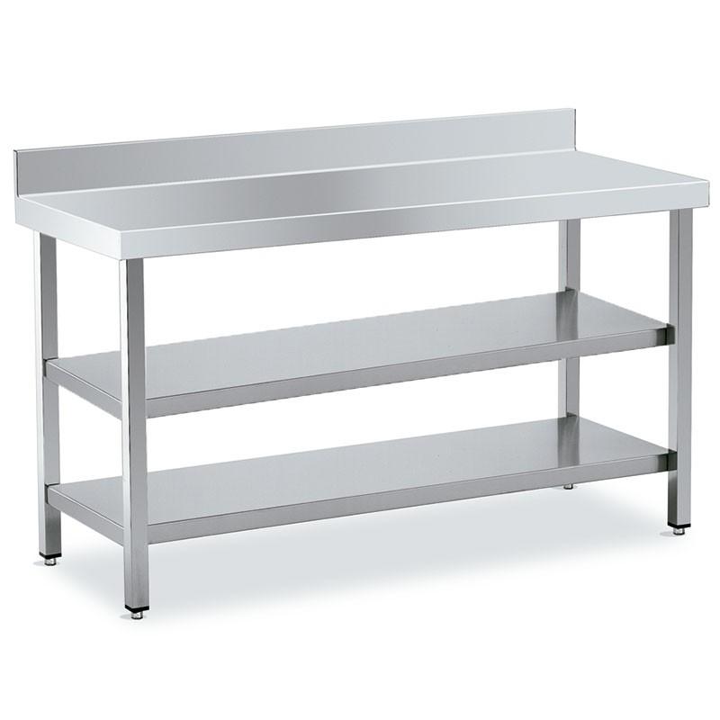 Table Inox de Travail DISTFORM Premium avec Dosseret et 2 étagères - Profondeur 500 mm - 800_0