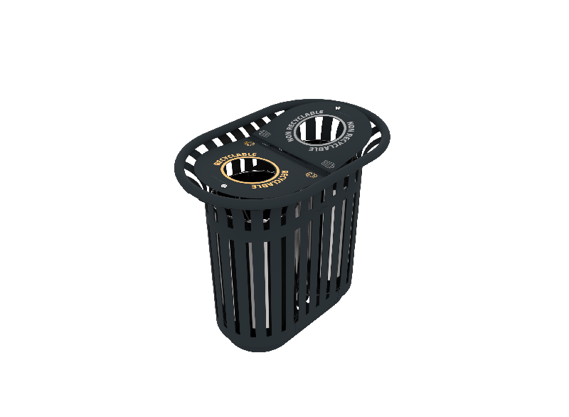 Corbeille publique TULIPE - 2 x 40L à poser - Fabrication française, recyclable, avec couvercle et seaux intérieurs_1