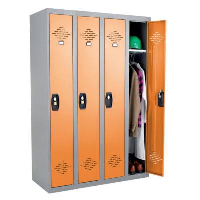 Vestiaires monobloc Confort Industrie propre 4 cases, toit plat, gris / orange_0