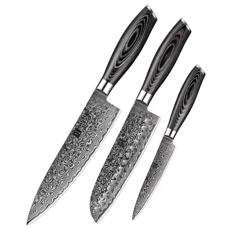 XinZuo - Set de couteaux Damas 3 pièces - Série B20 Ya - multicolore multi-matériau B20-A3_0