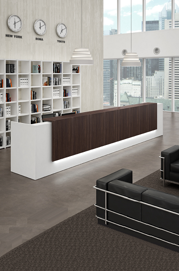 Banque d'accueil Z2 - design élégant en bois, laque et lumière_0