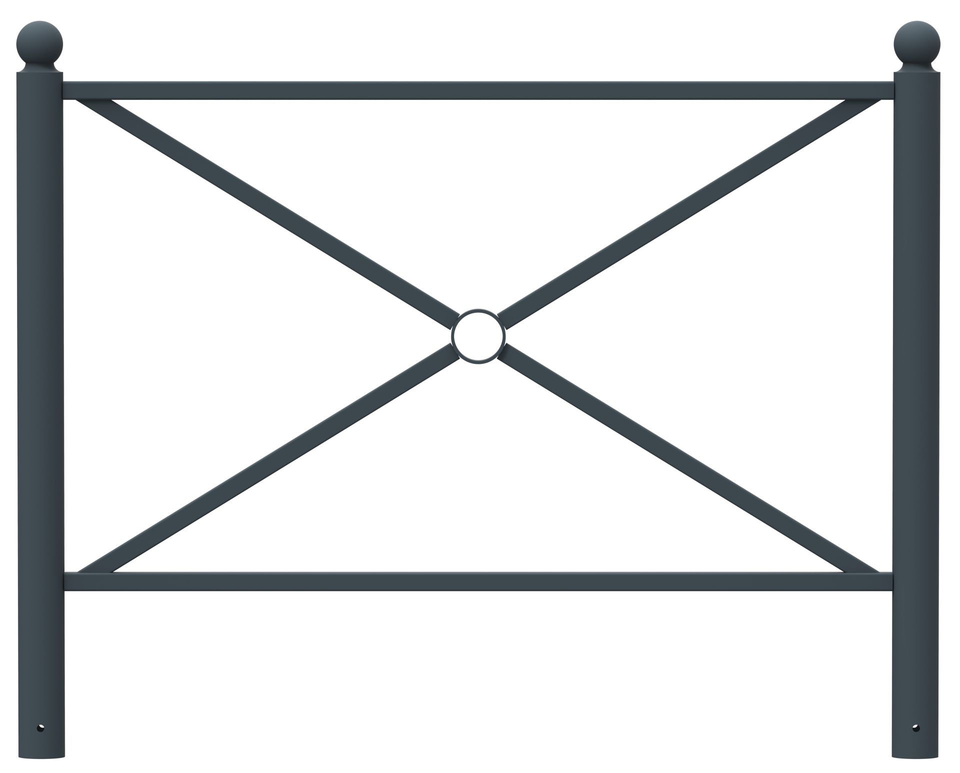 Barrière croix de Saint-André monobloc - poteau Ø76 tête boule - acier traité anticorrosion - anthracite RAL 7016 - à sceller_0