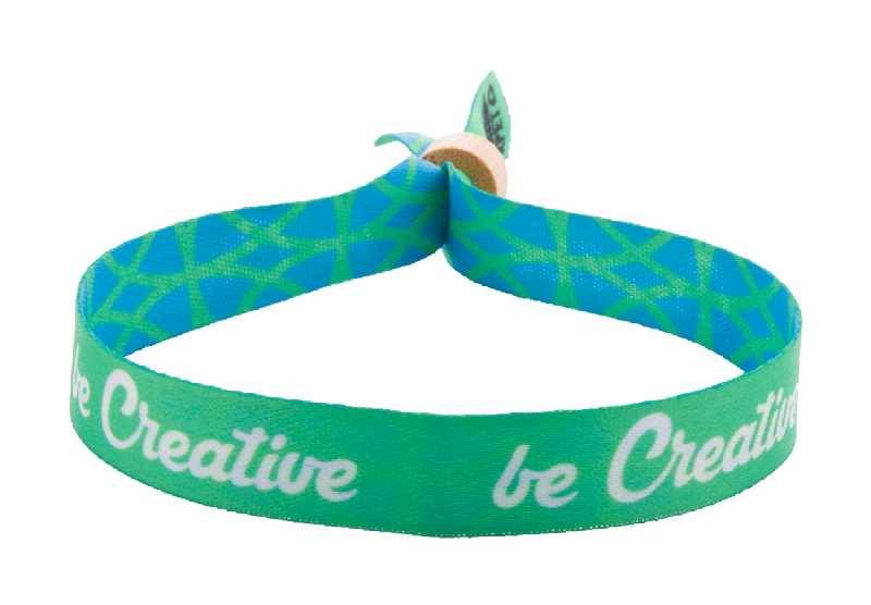 Bracelet festival personnalisé en polyester RPET - Fermoir bambou - Impression recto-verso_0
