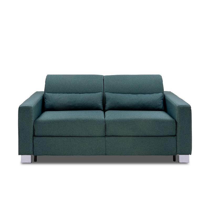 Canapé 3 places DOMUS V2 - Convertible express avec sommier à lattes 140x197 cm - Matelas 17 cm tweed bleu paon_0