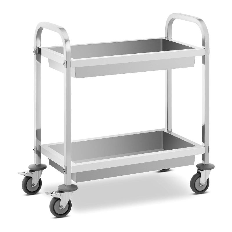 Chariot de service en acier inoxydable - Restaurant - Charge 72 kg - Espacement 465 mm - Plateaux 62,6x33,5x10 cm - Réf : 14_0005040_0
