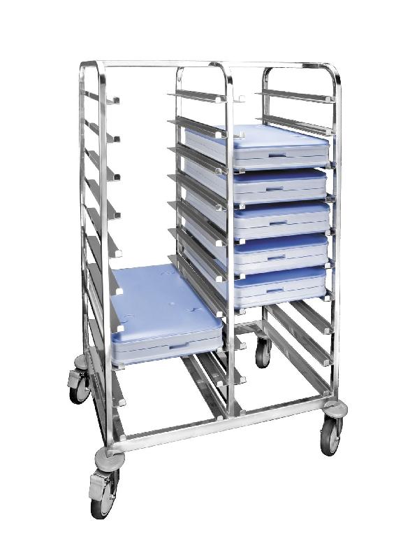 Chariot inox sur roulettes pour 20 plateaux_0