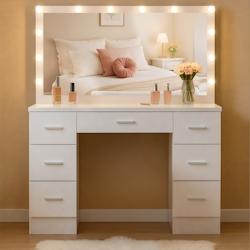 CLP Coiffeuse Ginny Blanc - blanc Bois manufacturé 326409_0