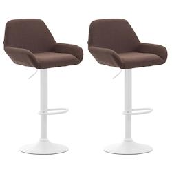 CLP Lot de 2 tabourets de bar Braga en tissu Marron/Blanc - marron textile 316072_0