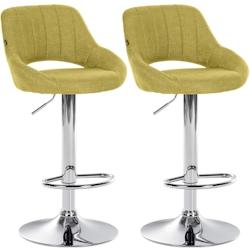 CLP Lot de 2 tabourets de bar Milet tissu Vert/Métal chromé - vert textile 324407_0