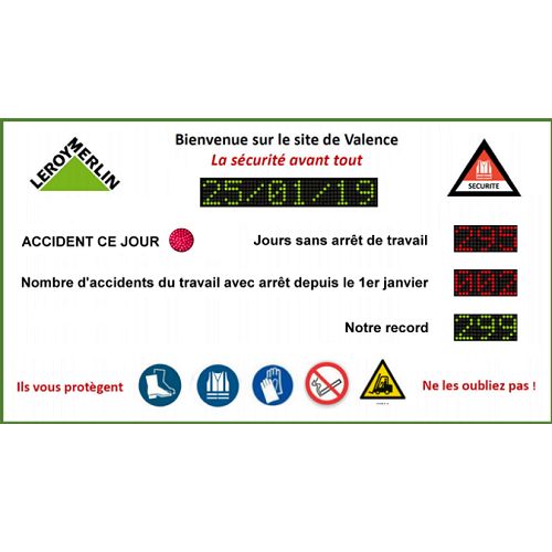 Compteur de jours sans accident - ADEL Instrumentation - affichage LED annuel et personnalisable_0