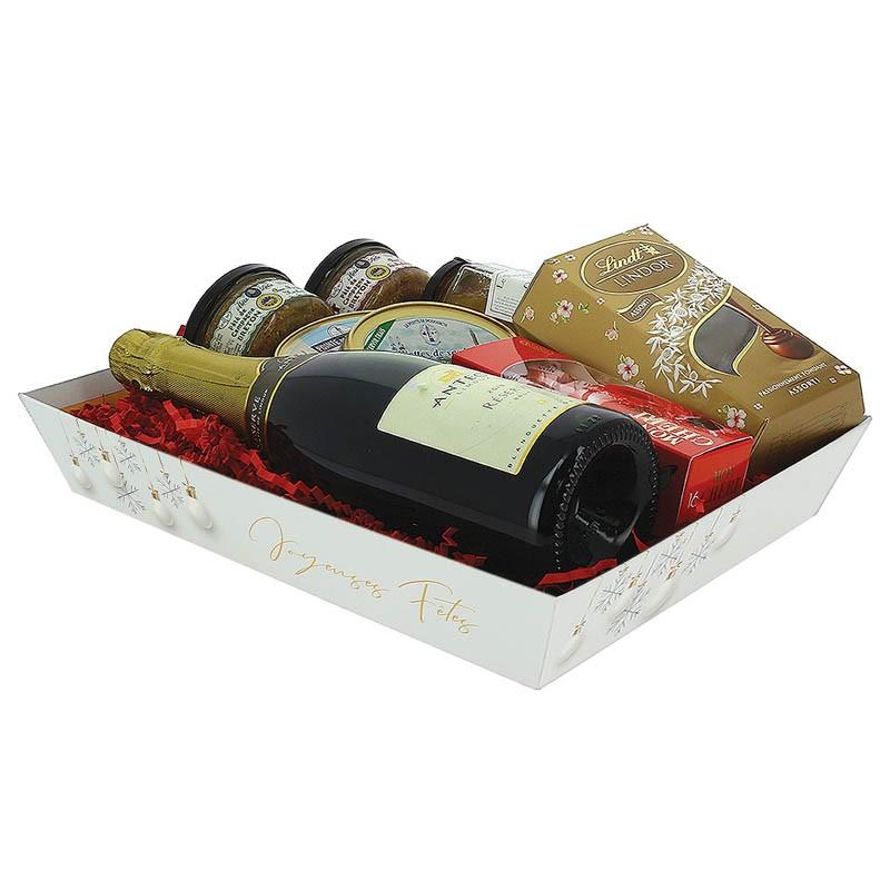 Corbeille carton rectangle Noel Blanc 33x20 -_0