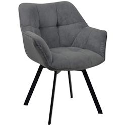 Décoshop26 - Chaise de salle à manger assise pivotante confortable en velours côtelé gris foncé et métal noir  10_0002039 - gris 3000250802628_0