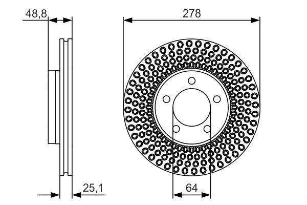 Disque de frein ventilé Bosch 0986479699 - boîte de 2 disques - côté avant - 5 trous - épaisseur 25 mm_0