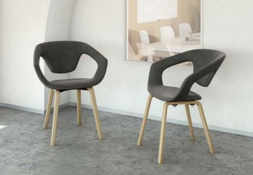 Ensemble de 2 Fauteuils LINER Tissu Pieds Bois - Référence 8114 SR M_0