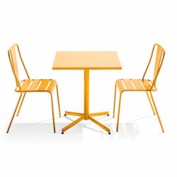 Oviala Business Ensemble table inclinable de terrasse et 2 chaises jaune - Oviala - jaune acier 109470_0