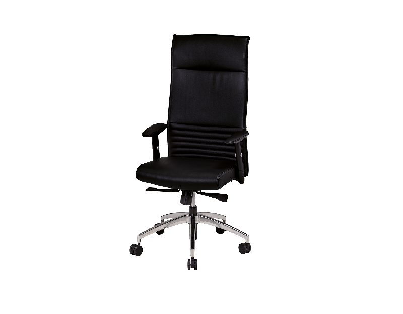 Eole - Fauteuil de direction en cuir noir, mécanisme synchrone et structure robuste_0