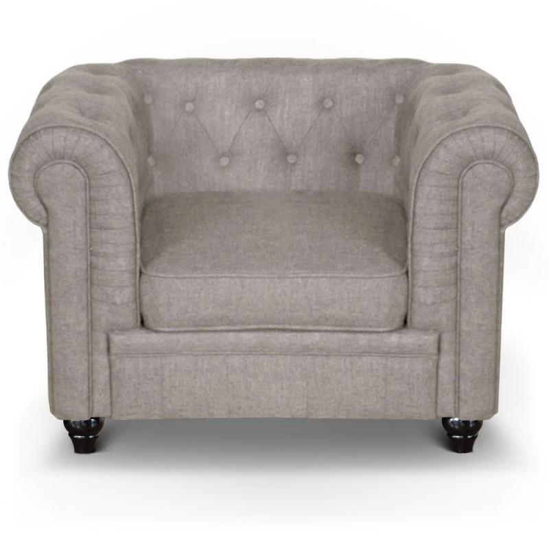 FAUTEUIL DESIGN LIN CHESTERFIELD 110CM BEIGE - PARIS PRIX_0