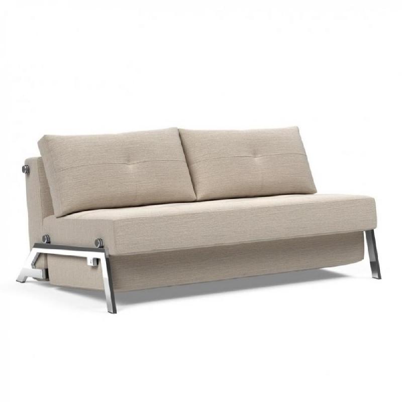 INNOVATION LIVING  CANAPÉ DESIGN CUBED 02 CHROME 160 CONVERTIBLE TISSU BLIDA SAND GREY_0