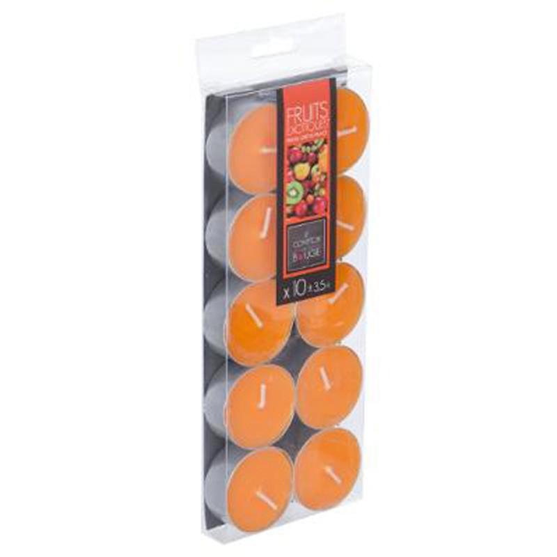 Lot de 10 bougies chauffe-plat parfumées - 3,7 cm - Fruits exotiques - Paris Prix_0