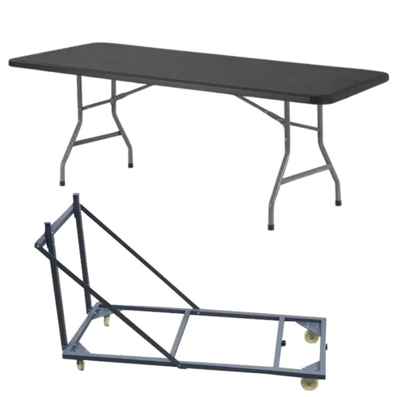 LOT DE 20 TABLES PLIANTES POLYPRO EN 183 CM + CHARIOT DE TRANSPORT_0