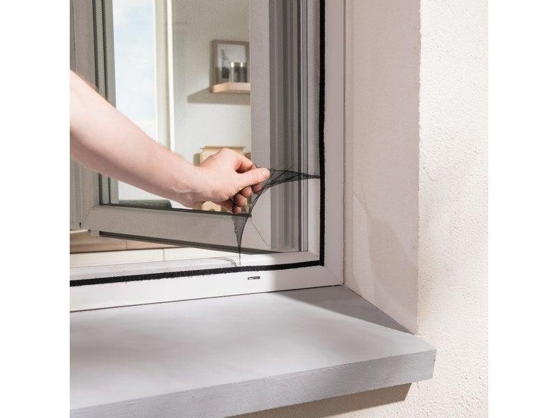 Moustiquaire pour porte-fenêtre - 180x150 cm - Toile polyester noire - Blanc - Recoupable_0
