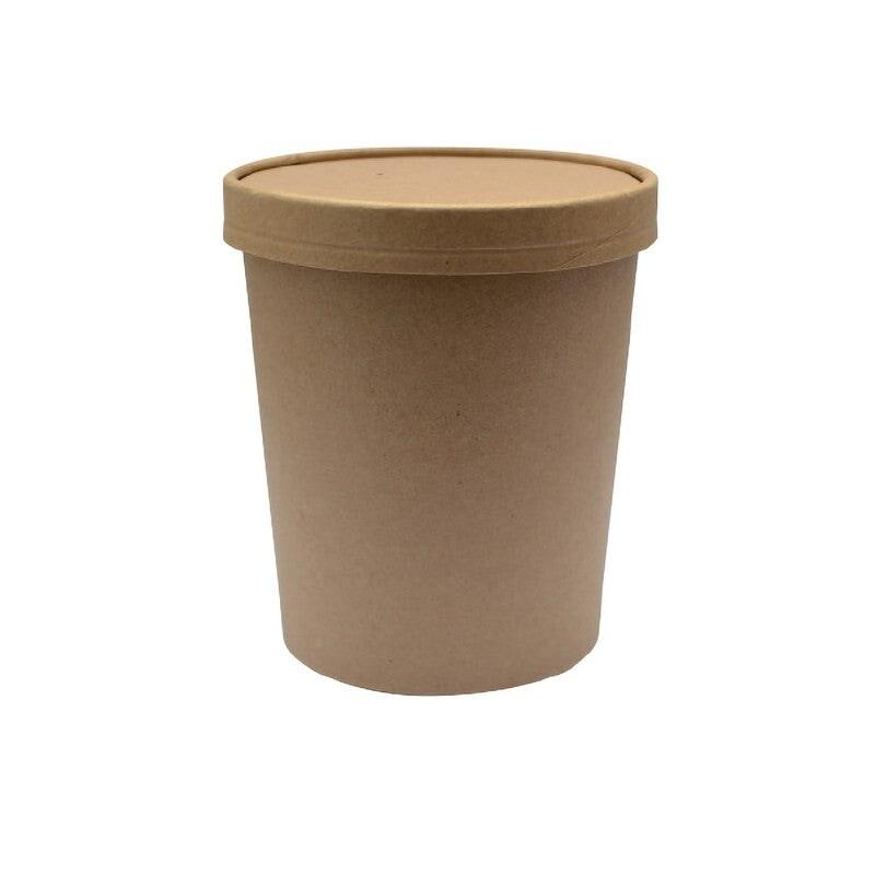 Nvase Ecolomique - 25 Pcs - Pot carton brun chaud et froid avec couvercle carton 560 ml Diam: 9,7 cm 9,7 x 8 x 11,8 cm - ECO210SOUPCOK25 - marron en c_0