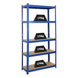 PROREGAL Etagère robuste RAGNAR, HxLxP 180x90x40cm, Charge totale de 875kg, Bleu, Étagère de garage, étagère de cave - bleu acier RD1-02_0