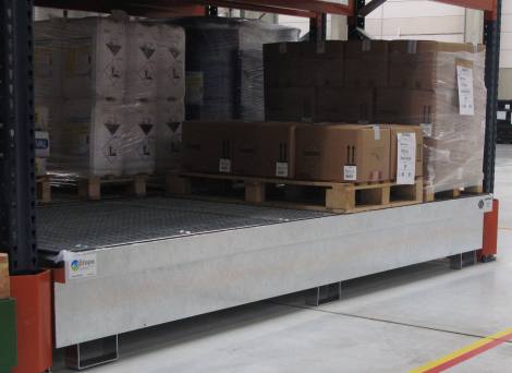 Rayonnage pour produits dangereux - Bac de rétention 1440 litres en acier galvanisé avec revêtement PE_0