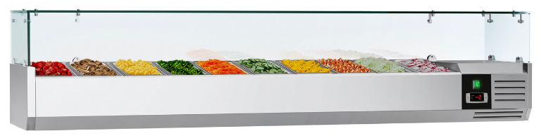 Saladette réfrigérée à poser 10 bacs gn 1/4 - vitrine à ingrédients de 200 cm_0
