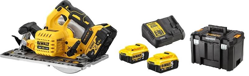 Scie circulaire xr 18v + 2 batteries 5 ah + chargeur en coffret tstak - DEWALT - dcs572p2-qw - 758353_0