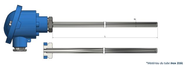 Thermistance avec tête de raccordement et doigt de gant - HH40 - Types PTC et NTC disponibles_0